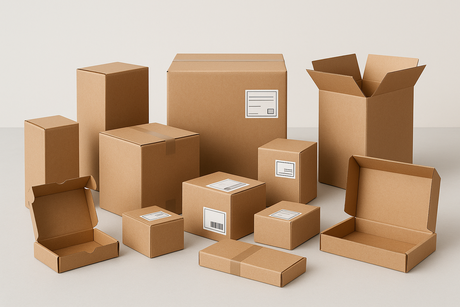 all different kinds of cardboard boxes